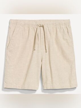 Old Navy Men's Jogger Linen Blend cream color Shorts 7 inch inseam